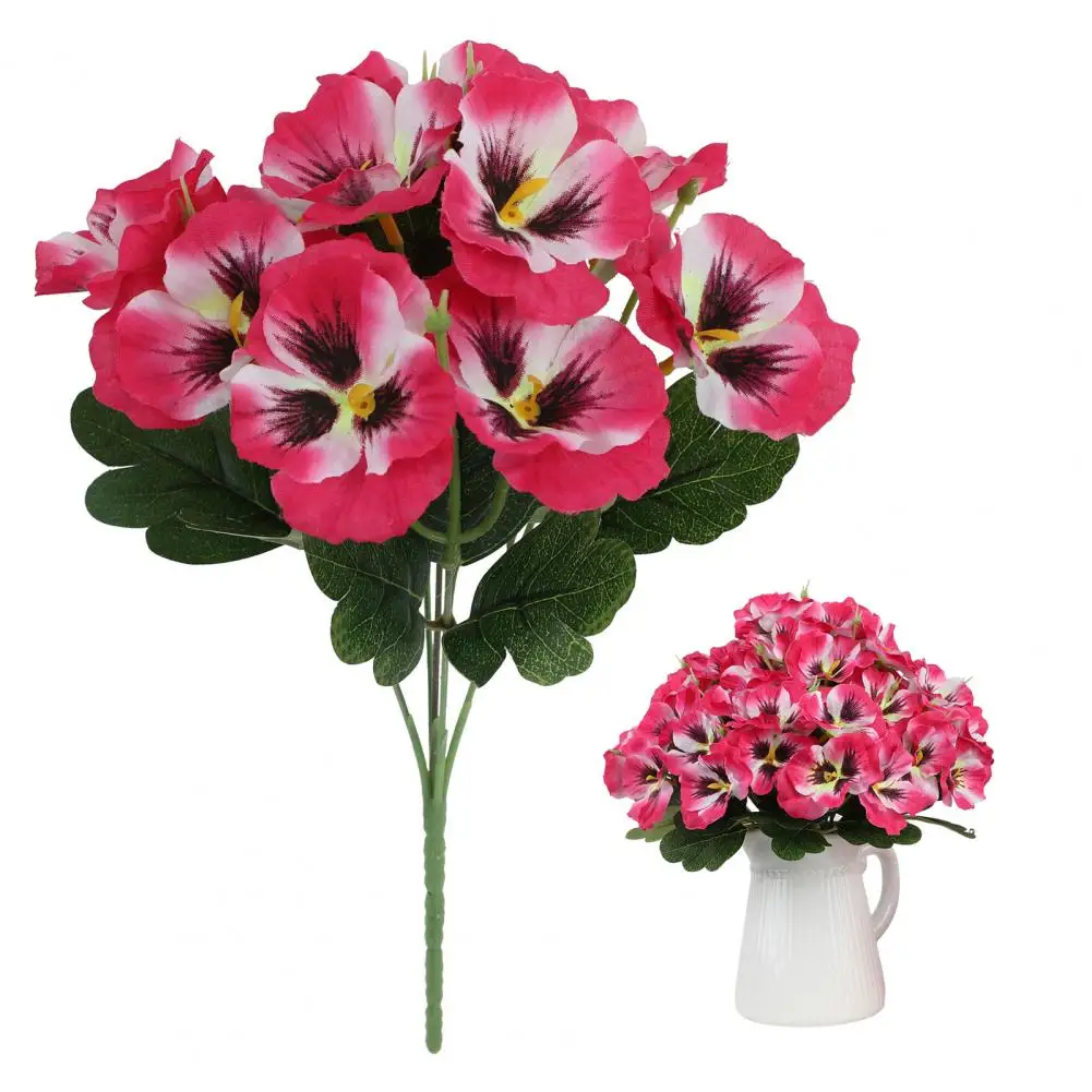 زهور بانسي اصطناعية مقاومة للأشعة فوق البنفسجية زهور صناعية قابلة لإعادة الاستخدام حزمة زهور بانسي صناعية لمزهرية حديقة الشرفة فناء داخلي وخارجي