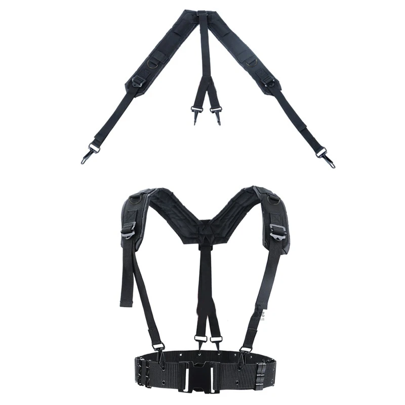 Multifunction Dual Shoulder Harness Outdoor Patrol Fitness Weight Bearing Strap Adjustable Waist Closing Band