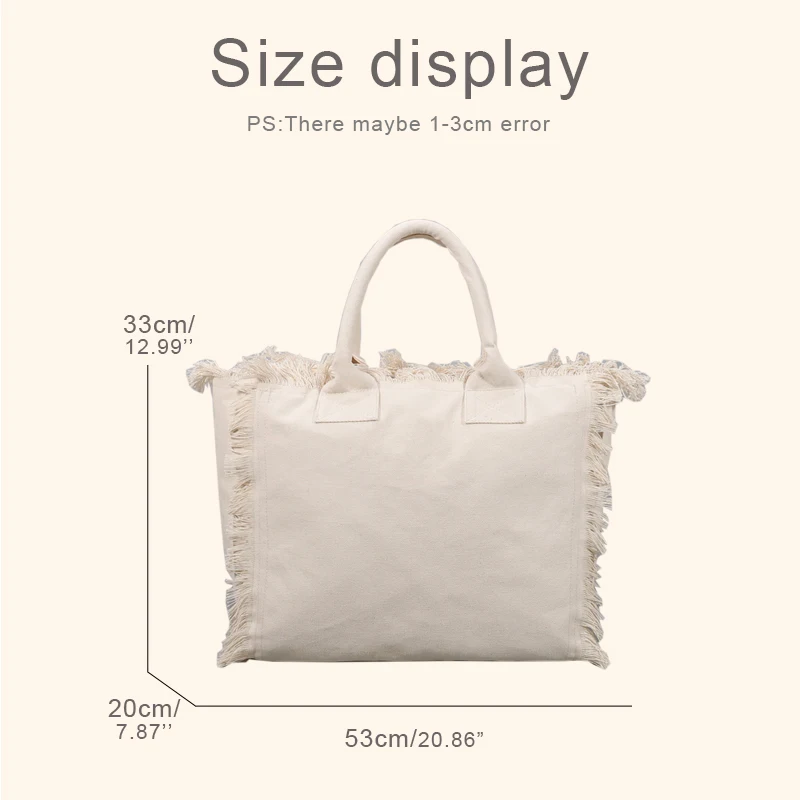 Casual Tote Bags For Women Handbags And Purse Luxury Designer 2023 New In Canvas Top Handle Tassel Trims Large Capacity Shoulder