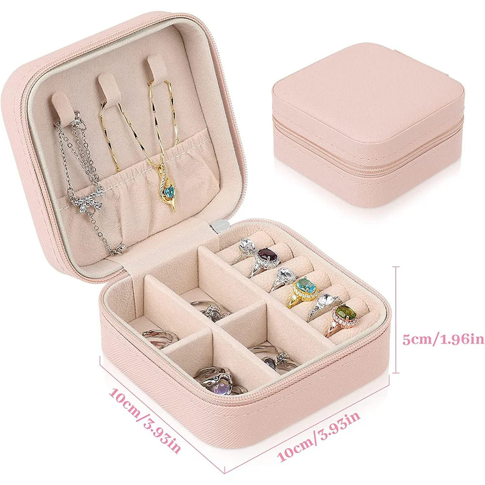 Square Jewelry Box Minimalist Women's Jewels Organizer Boxes Storage Device Maitresse Series PU Leather Waterproof Jewel Case