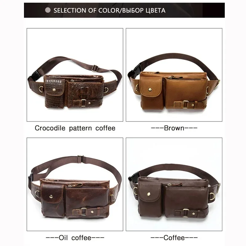 Yao Dong WESTAL Men's Chest Bags for Phone Men's Shoulder Bags Genuine Leather Sling Bag Travel Chest Pack Male Money Belt Bag B