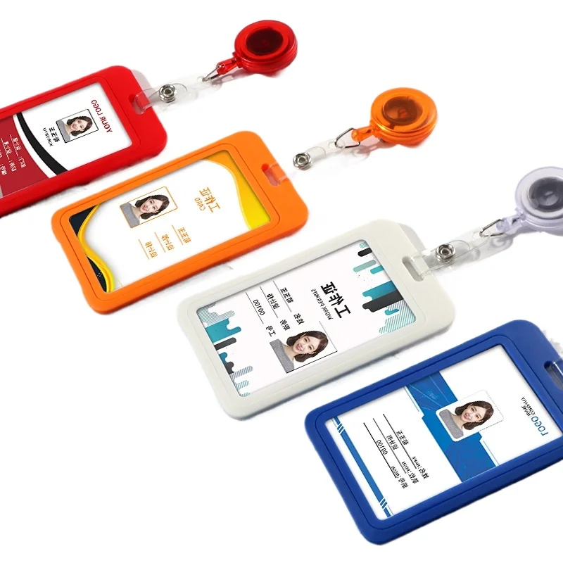 

Exhibition ID Tag Working Permit Case Work Pass Card Cover Badge Holder Bus ID Card Protector with Badge Reel Clips for Staff
