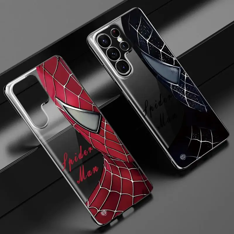 

Black Cool Hero Spider Man phone case for Samsung Galaxy S24 s23 Ultra FE cases s20 s21plus s22 borderless cooling clear funda