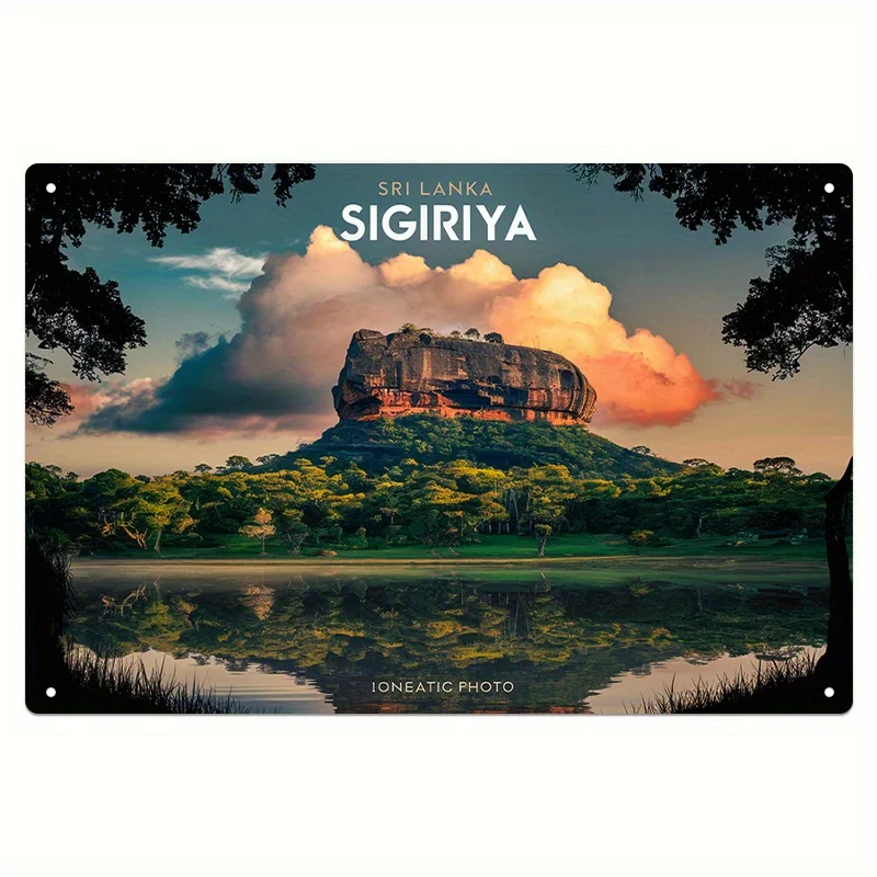 Vintage Aluminum Wall Art Sign - Sri Lanka Scenic Landscape Decor for Home & Office, , Easy Install with Pre-Drilled Holes, Perf