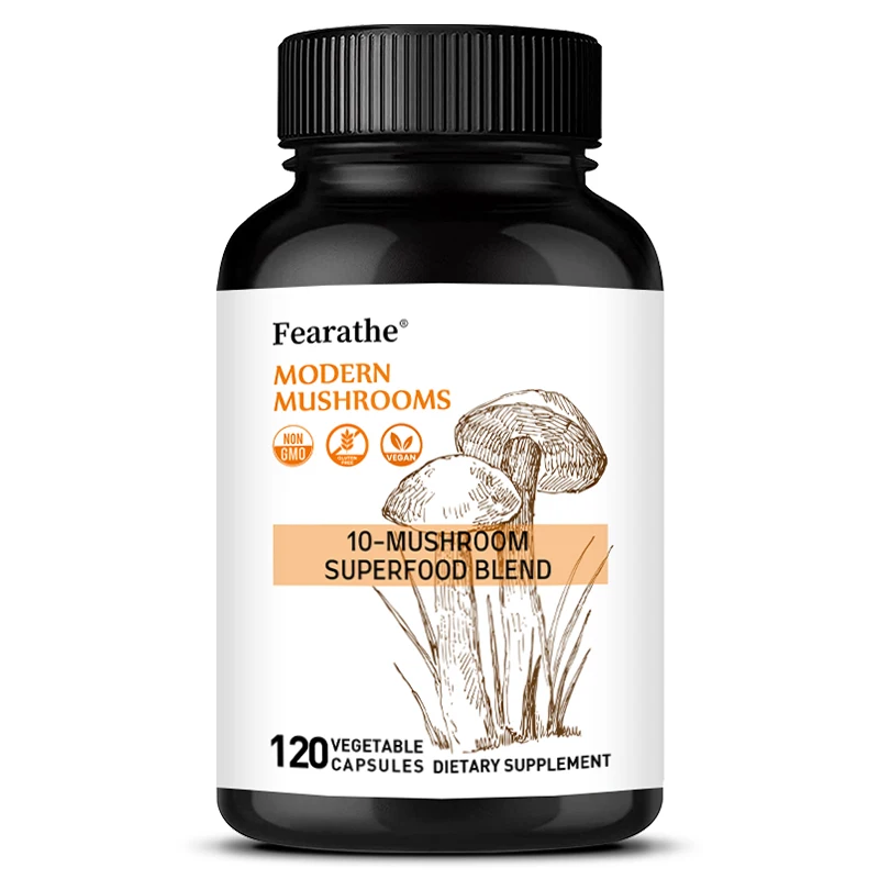 Mushroom Complex Capsules - Immune Support, Brain Health, Memory, Focus & Stress Relief, Dietary Supplement