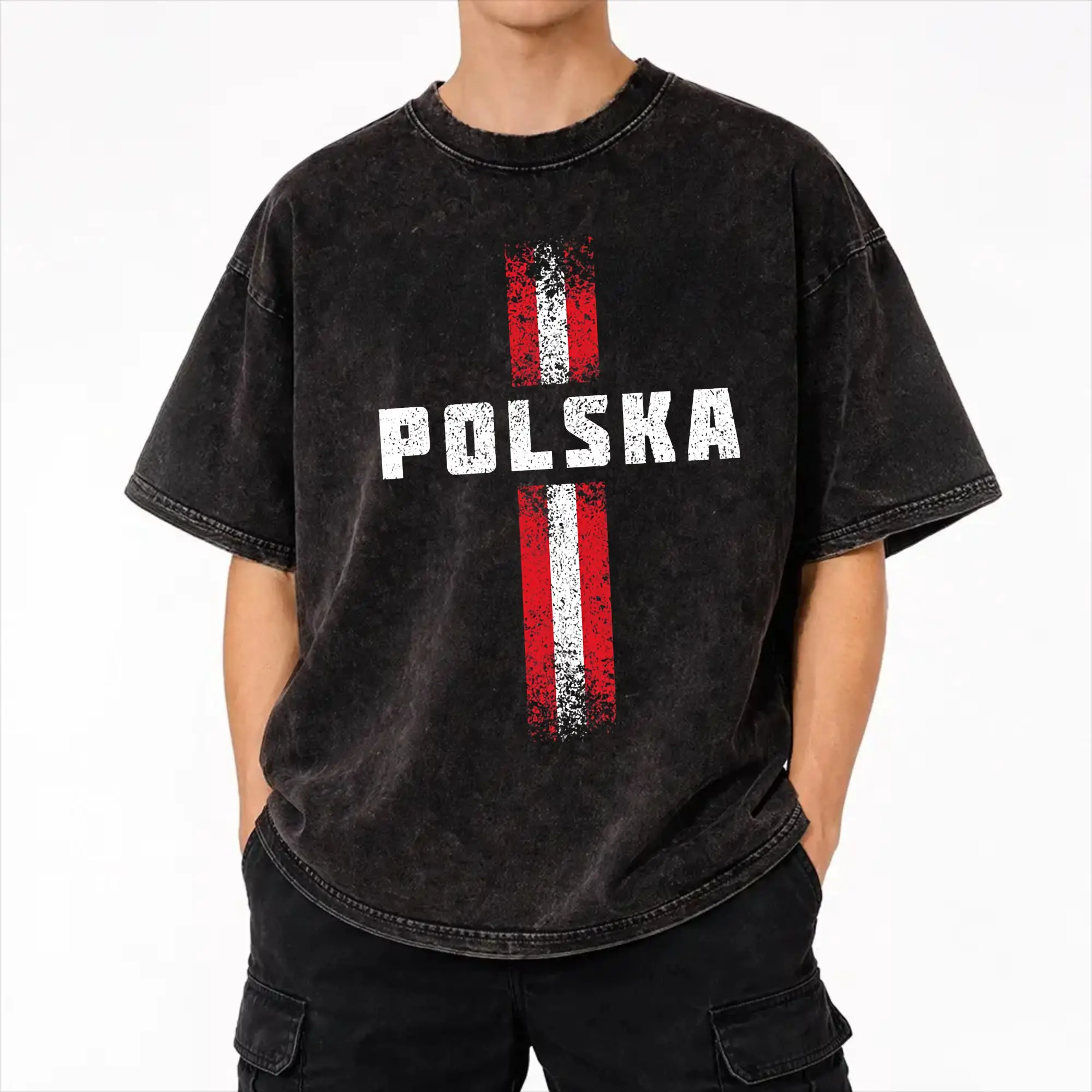 Be Like Poland Polska Polish Flag  Washed T Shirt Streetwear Hip Hop Vintage T-Shirt  Tees Men Women 100% Cotton Oversize