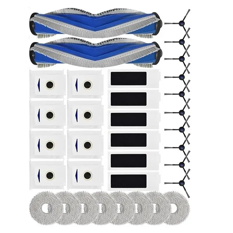 

ABJN-For ECOVACS T30S/ T30S Combo Robot Vacuum Cleaner Accessory Spare Parts Kit Main Side Brush Filter Mop Rag Dust Bag