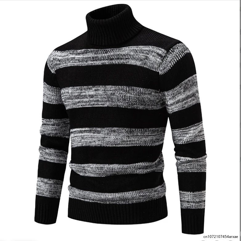 

High Quality Men's New Autumn and Winter Casual Warm Neck Sweater Knit Pullover Warm Tops Knitted sweater Bottoming Shirt