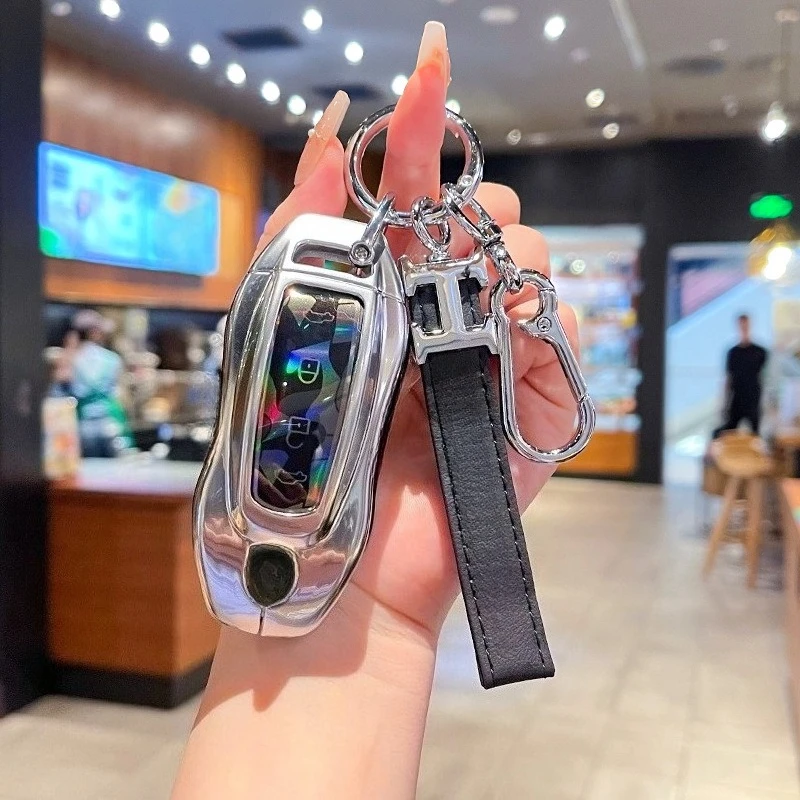 

Premium Zinc Alloy Key Cover Case for Porsche Macan EV/Macan Turbo (2024-2025) - Protective Key Fob Shell Key Bag Chain