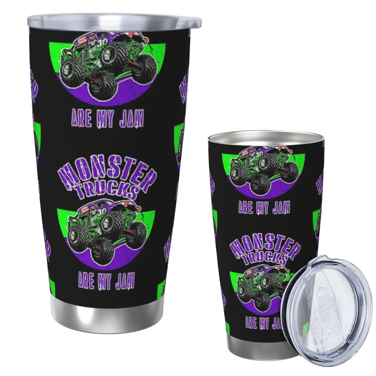 

Monster Truck Are My Jam Grave Digger Vintage Art Stainless Steel Tumbler Vacuum Insulated Mugs Thermal Cold Cups Straw 20oz