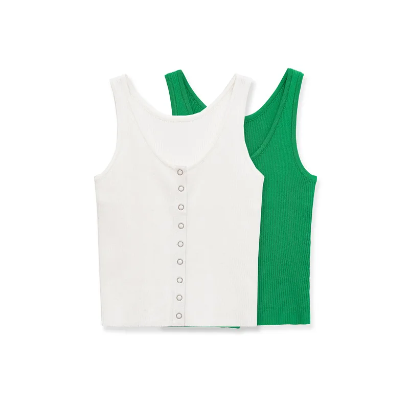 Withered 2026 New Spring And Summer European And American Sleeveless Round Neck Casual Ribbed Knitted Top