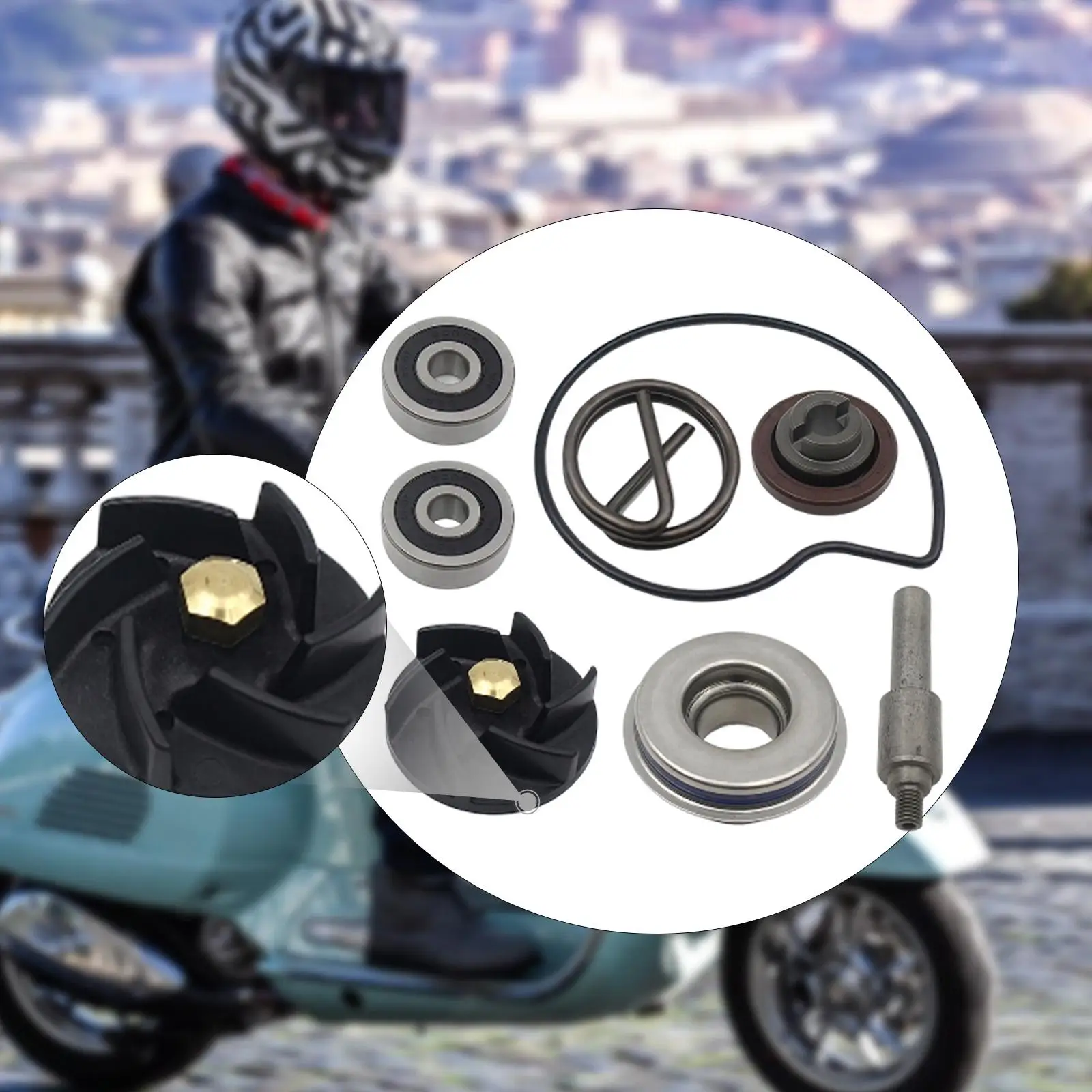

Professional Motorcycle Water Pump Replacement Kit Durable Black Silver Component Set for APRILIA DERBI GILERA Scooters