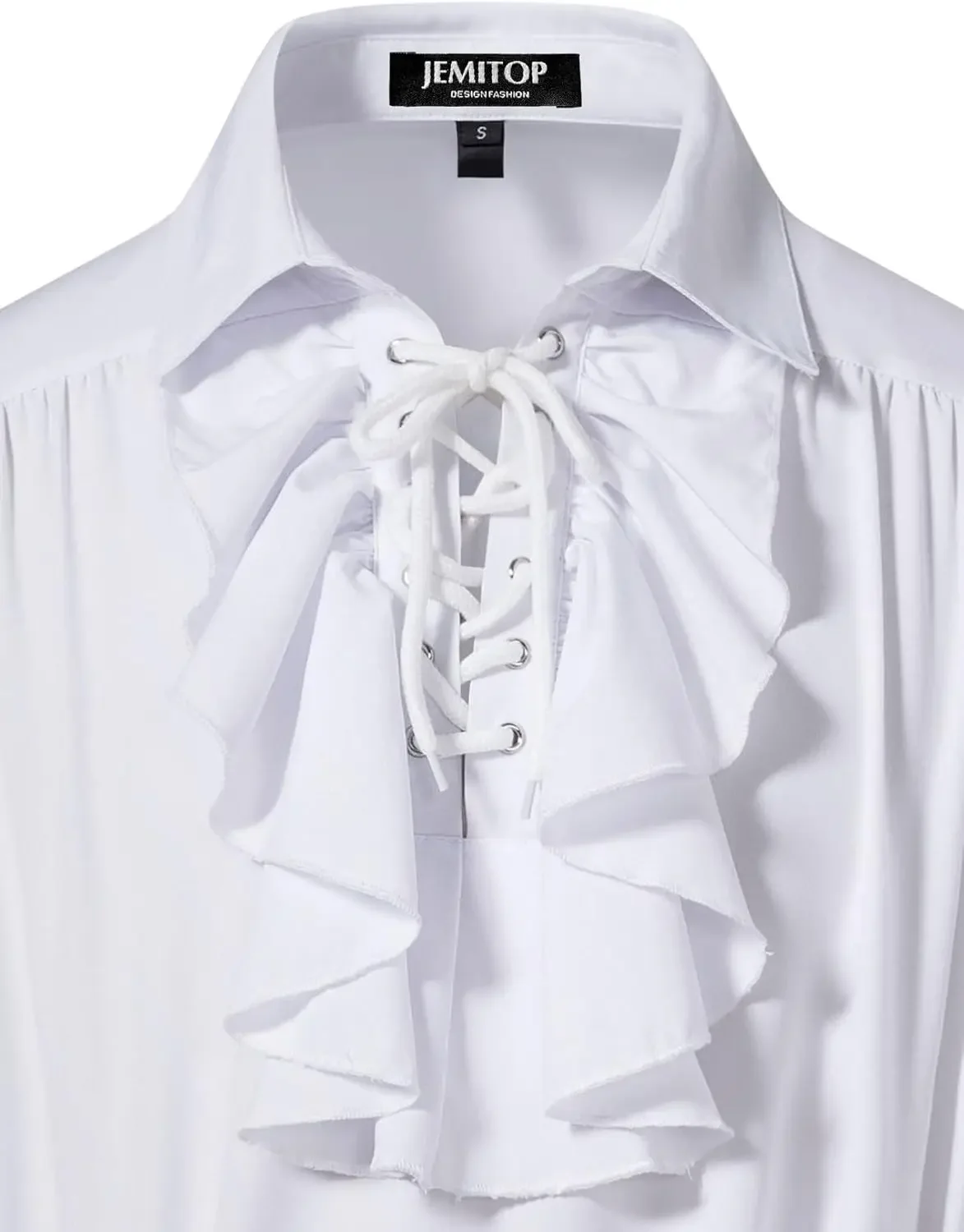 1JEMITOP Mens Pirate Vampire Ruffle Shirt Elastic Cuff Poet Victorian Steampunk Renaissance Medieval Cosplay Costume