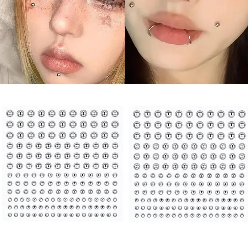 1/2/3/5Sheets Fashion Fake Lip Eyebrow Nose Ring No Piercing Lip Nails Sticker Waterproof Reusable Body Belly Button Jewelry