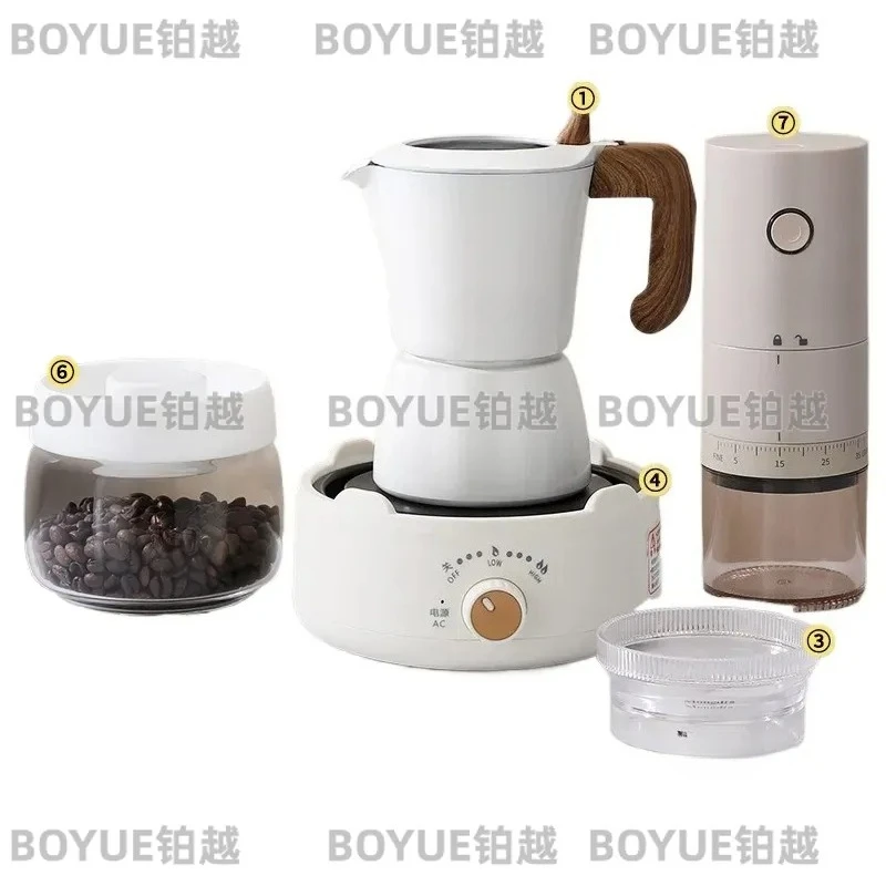 Italian Moka Pot Double Valve Stovetop Espresso Maker Manual Brewing Coffee Percolator Set Kitchen Barista Utensils Gift