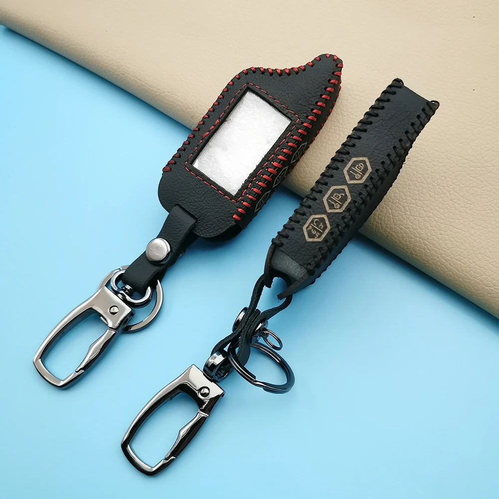 Key Chain Cover For Starline Originals B9 B91 B6 B61 A91 A61 V7 C9 2 Leather Key Case Car LCD Remote Alarm Way New