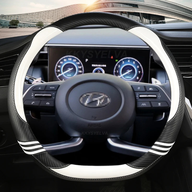 Carbon Fibre Car Steering Wheel Cover For Hyundai Tucson 2021 2022 NX4 Elantra 2020 Sonata 10th 2020 2021 2022 Auto Accessories view 4