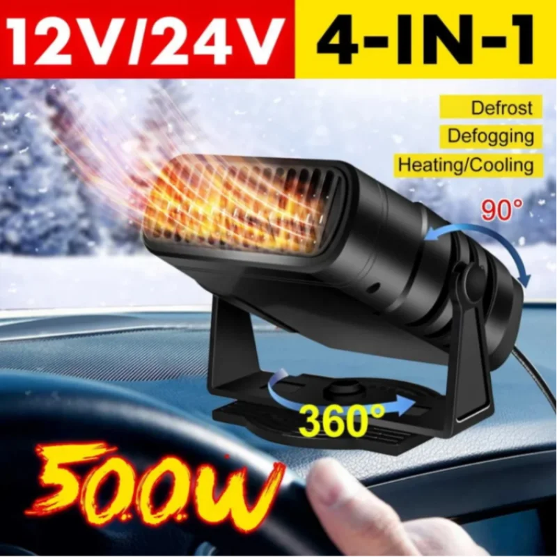 12V 24V 120W Defrosting Heater Cooling 4 in 1 Car Heating Fans 360 Rotation Electric Autonomous Windshield Defroster Demister