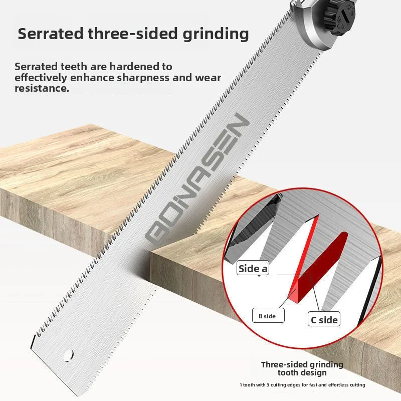 Sharp Rust-proof SK5 Steel Blade Household Hand Saw Double-edged Dual-use Fine Work Carpentry Wood Cutting Manual Saw Tool
