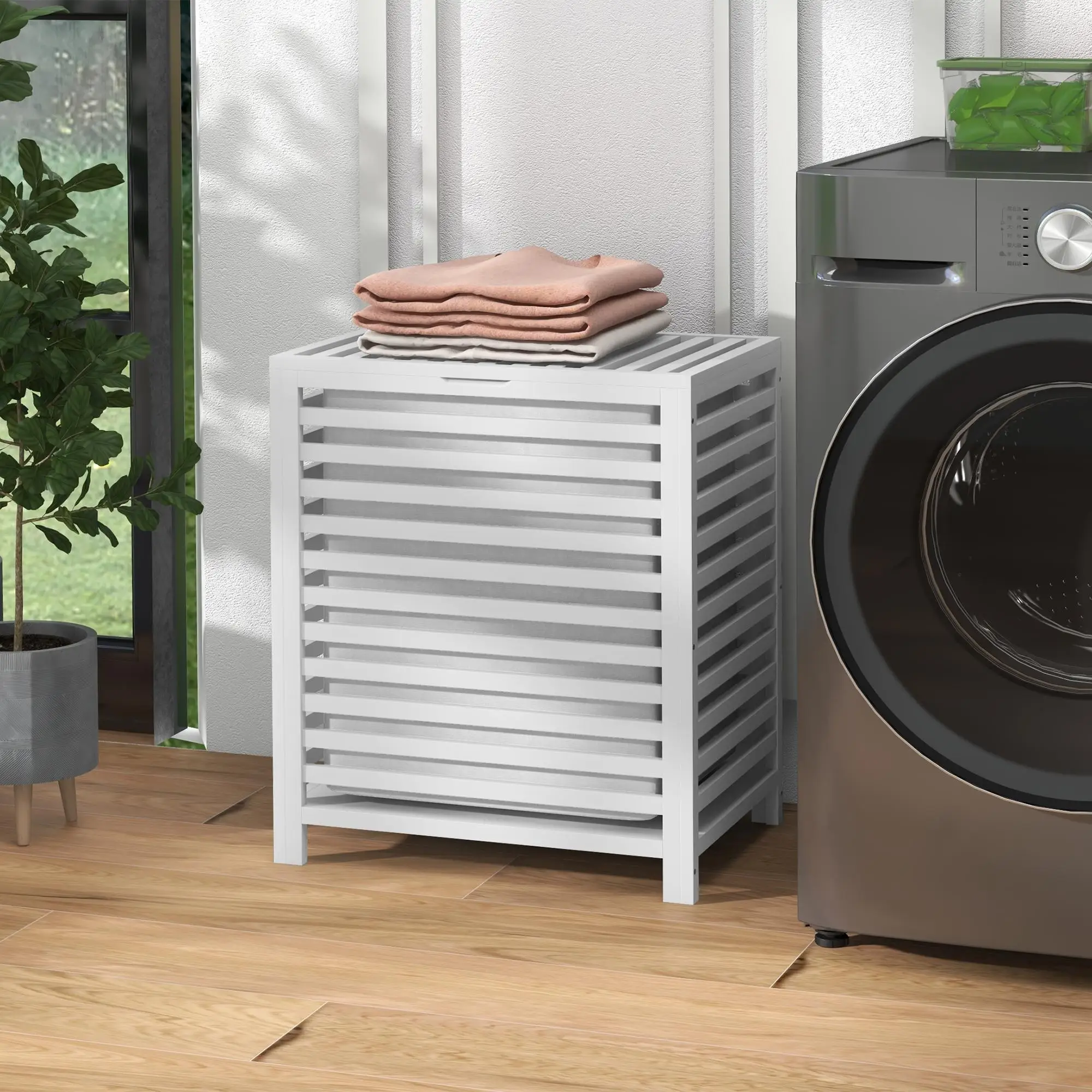 Panier pliable en bambou blanc pour la maison, gain de place, pour la chambre d'enfant et les salles de bain
