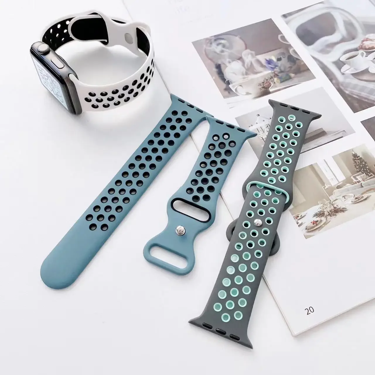 Sports Silicone Strap For Apple Watch Ultra 11 10 9 8 7 49mm 46mm 45mm 41mm Two-tone Bracelet iWatch 6 5 4 SE 44mm 40mm Correa