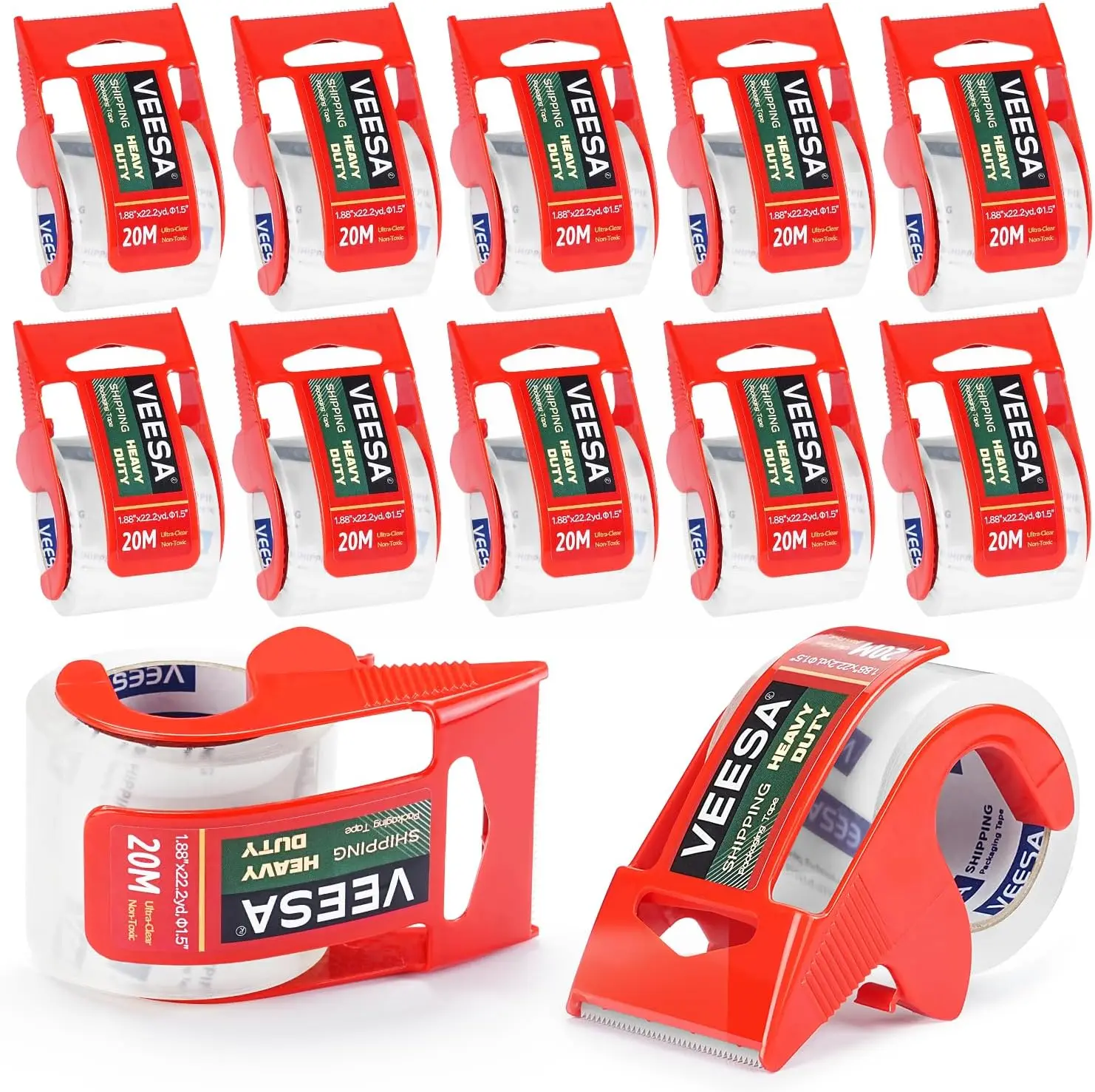 

Shipping Packaging Tape, 12 Dispensered Rolls, Clear Packing Tape for Shipping and Moving,1.5" Core, Office & Home Suppl