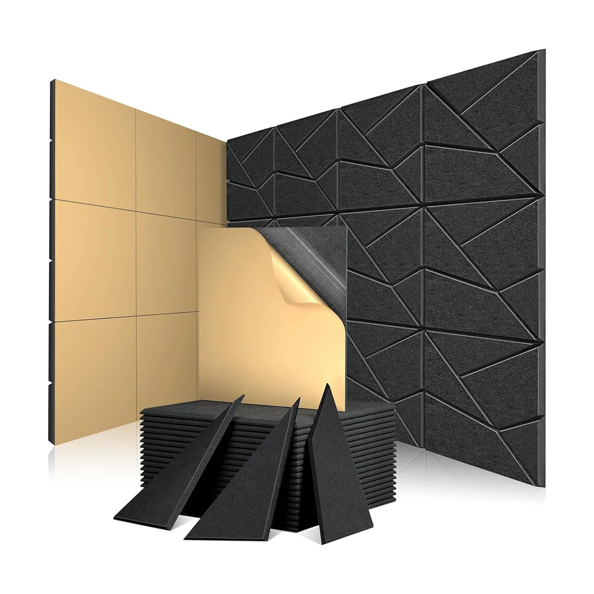 12 Pack Soundproof Wall Panels Acoustic Panels Sound Absorbing Self Adhesive Sound Proof Panels for Studio, Office, Room