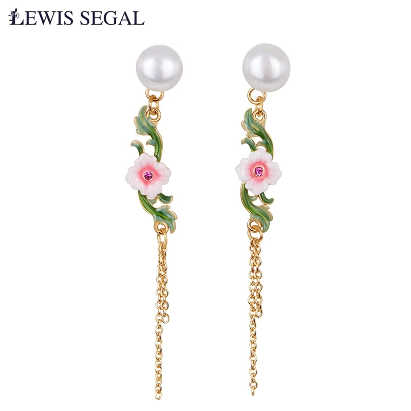 

LEWIS SEGAL Exquisite Cute Small Flower Tassel Dangle Earrings 18K Plated Ear Fine Jewelry For Women Hypoallergenic Jewelry Gift