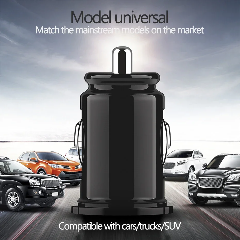 New Universal Portable Dual USB Car Charger 12V~24V Super Fast Charging Car Cigarette Lighter Adapter Mini Portable Car Chargers