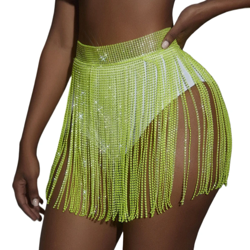 Hochwertige Miniröcke für Damen, Frühling 2024, Sommer, lässige Strandröcke, Quaste, Y2K-Kleidung, Schwarz, Weiß, Orange, Rose, Rot, Grün – Detail 5