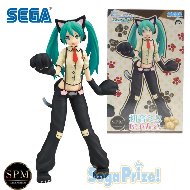 SEGA SPM Hatsune Miku Project DIVA Arcade Future Tone Hatsune Miku Cat Cat PVC 23CM Anime Action Figures Model Toy