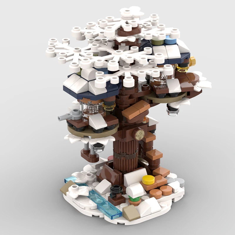 MOC Creativo Foresta Treehouse Building Blocks Set Autunno e Inverno Architettura Mini Casa sull'albero Modello Giocattoli per bambini Regalo di compleanno