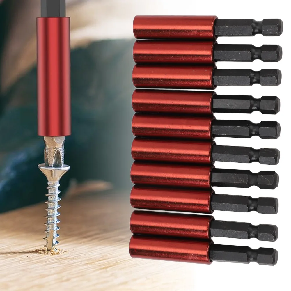 10pcs 1/4 Inch Hex Shank Screwdriver Bit Holder 60mm Length Strong Magnetic Magnetic Extension Bit Set Magnetic Socket S2 Steel