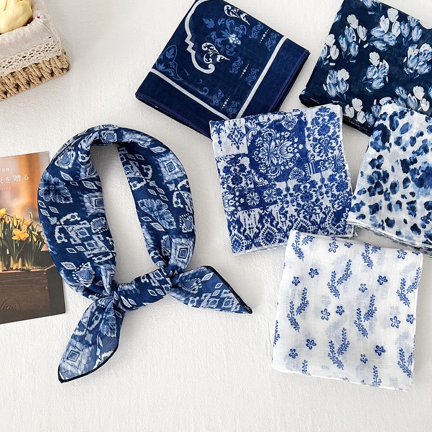 

Luxury Silk Scarf Turban Print Hijab Square Female Headscarf Neckerchief Shawl Bandana Handkerchief Windproof Headband Fashion