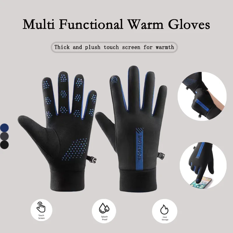 Outdoor Winter Gloves Waterproof Touch Screen Thermal Windproof Gloves Cold Weather Running Riding Hiking with Fourchettes