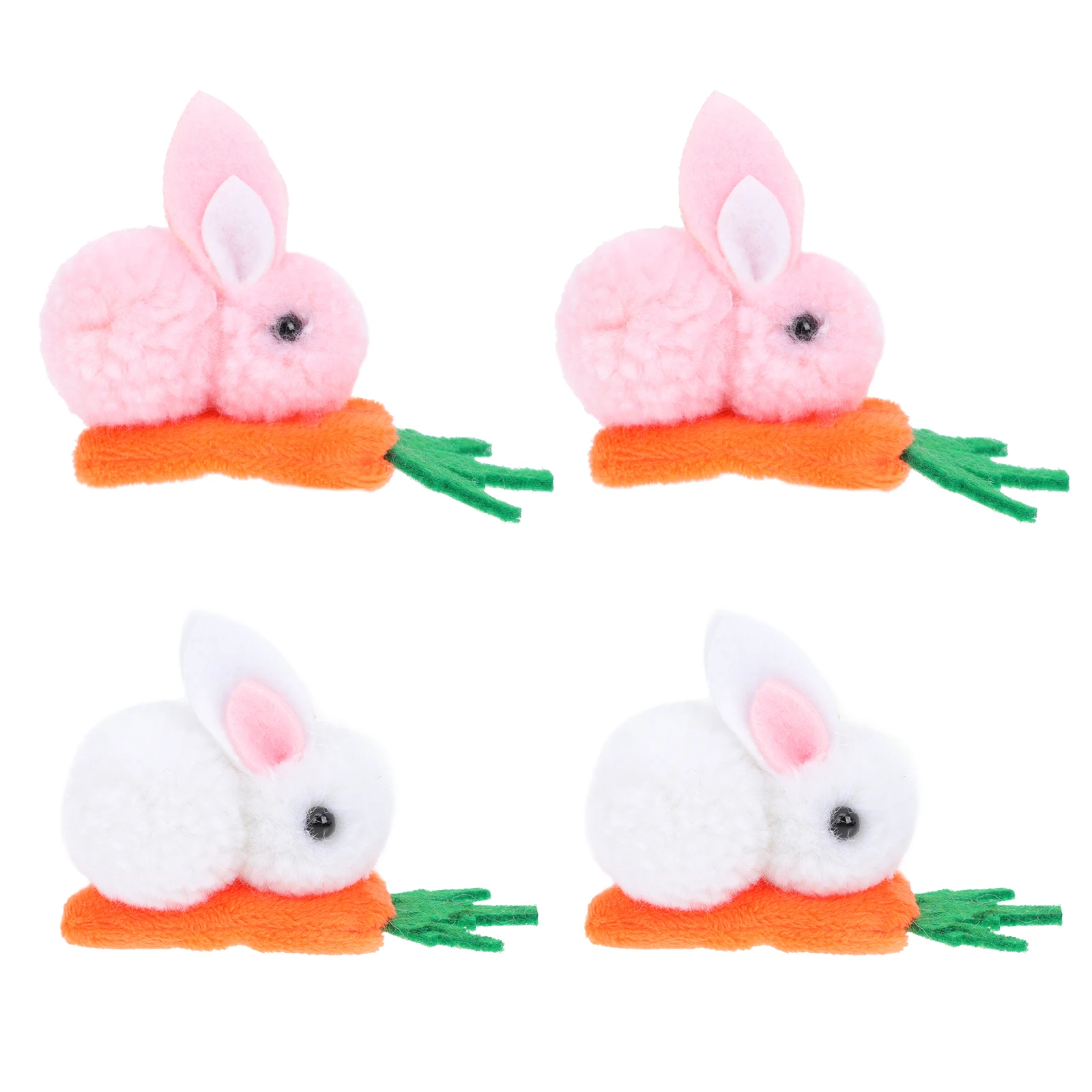 

4pcs Rabbit Hair Clips Cartoon Pink White Bunny Ears Girls Headdress Carrot Design Daily Accessories Perfect Hairstyles Salon