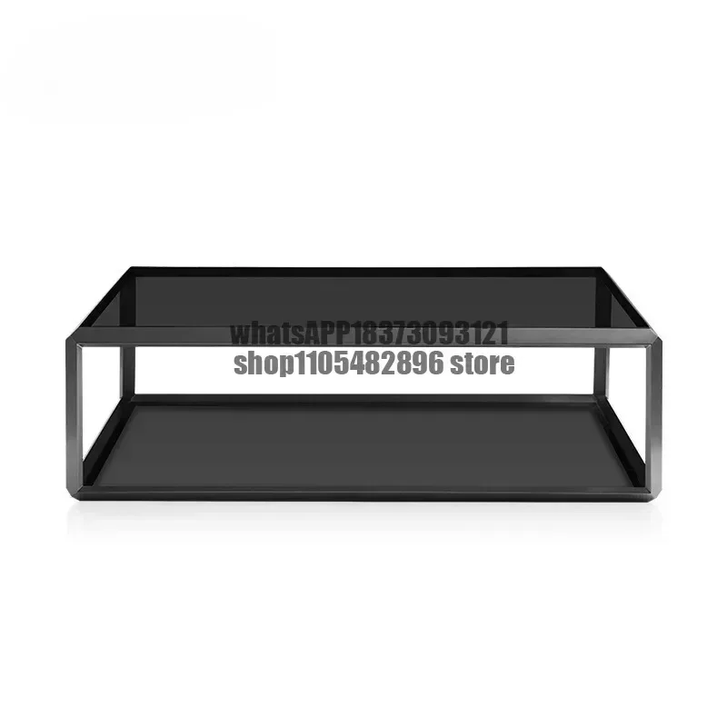 Italian minimalist glass coffee table rectangular modern minimalist designer light luxury stainless steel living room home