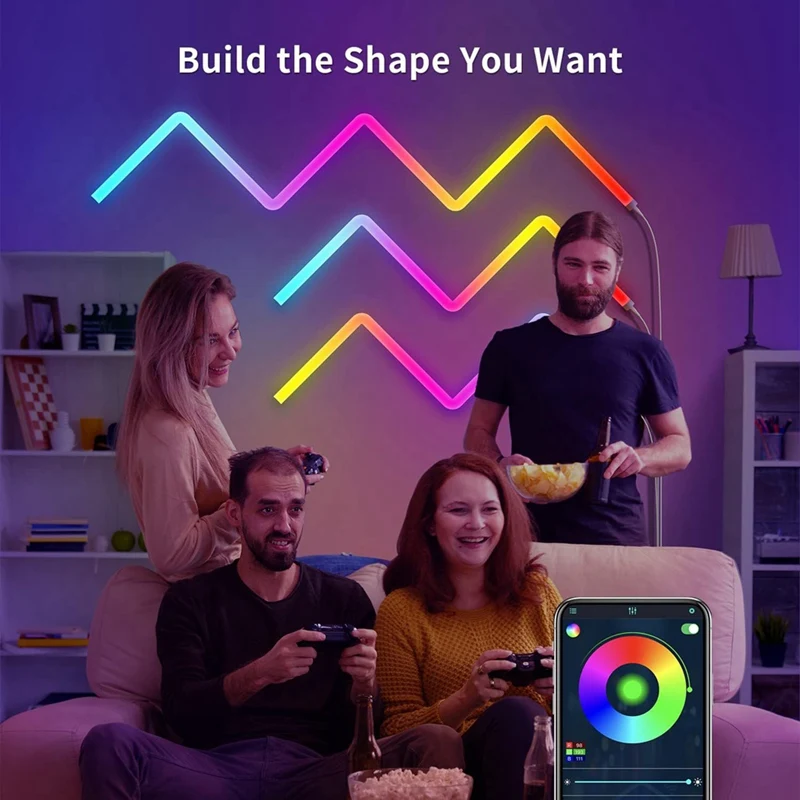 Tuya WIFI RGB IC Glide Wall Lights Splicing LED Strip Light Music Sync Support App Control Voice Control EU Plug-VVNB