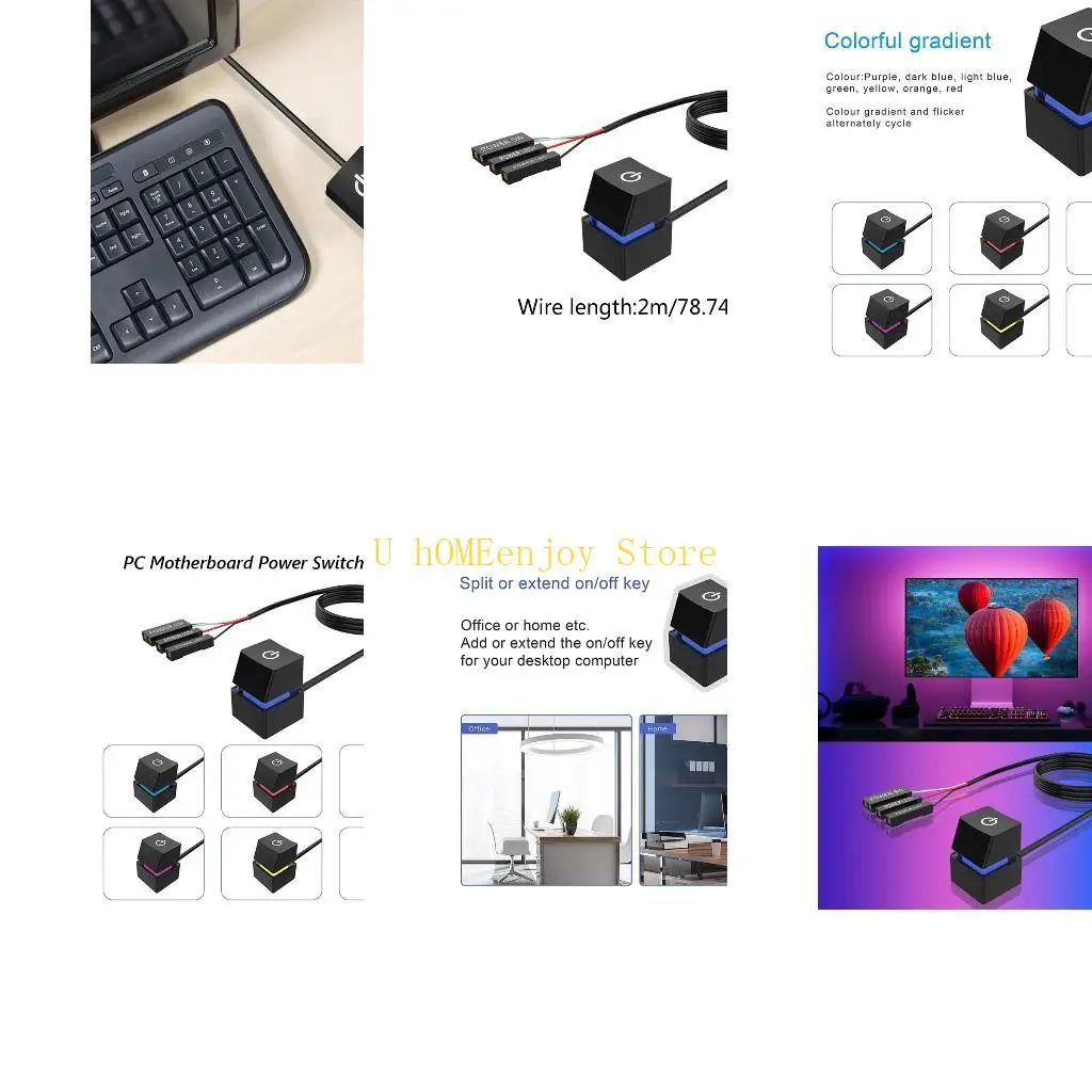 B0KF 2M External PC Desktop Computer Power Switch Power Supply Control Adapter Cable