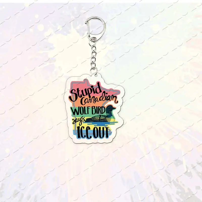 Acrylic Stupid Canadian Wolf Bird Keychain for Accessories Bag KeyRing Pendant Chains Jewelry  Fans Freinds Gifts view 6