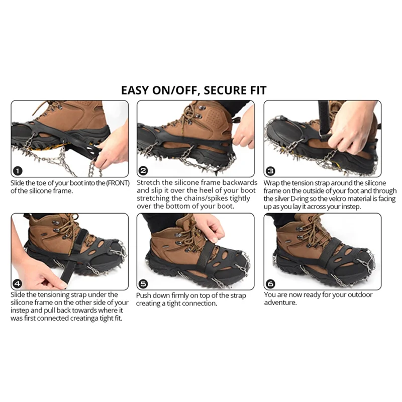 ABGR-28-Tooth 201 Edelstahl-Schuhüberzüge für den Außenbereich, Eis und Schnee, rutschfeste Krallen, geschweißte, rutschfeste Schuhüberzüge mit Eisgreifer