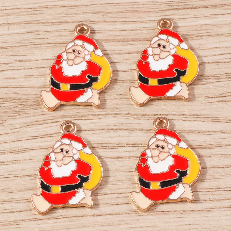 10 Stück 16x22mm Niedliche Weihnachts-Weihnachtsmann-Anhänger für Schmuckherstellung Neujahr Ohrringe Halsketten DIY Bastelzubehör – Detail 4