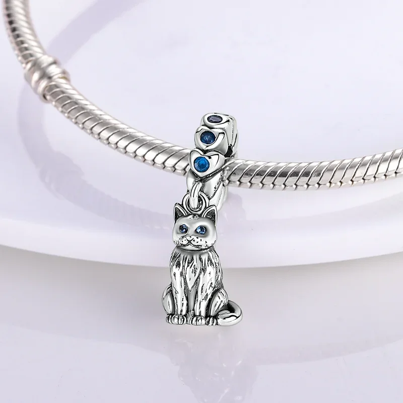 

Original Charms 925 Silver Blue Zircon Persian Cat Beads Fit Charms Plata 925 Bracelets For Women Women Jewelry Making Diy