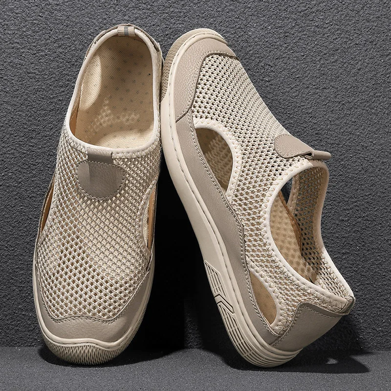 2024 Summer Outdoor Men Sneakers Breathable Slip On Loafers Men Casual Shoes Antiskid Mesh Men Shoes Waterproof Walking Zapatos