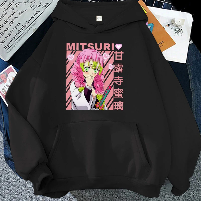 New Anime Kanroji Mitsuri Print Hoodie Sweathshirts Men Women Hooded Pullover Unisex Long Sleeve Hoodie Tops Couple Hoodies