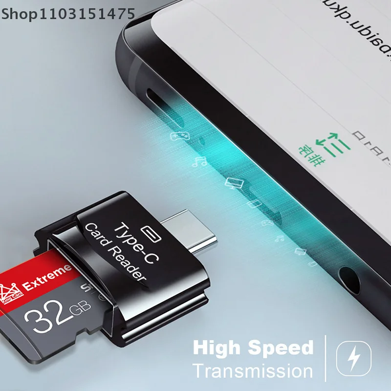 TF-kaartlezer TF-kaart NAAR Type-C-kaartlezer OTG-adapter Geheugenkaart naar USB C Hoge snelheid voor mobiele telefoons Telefoons Laptop B
