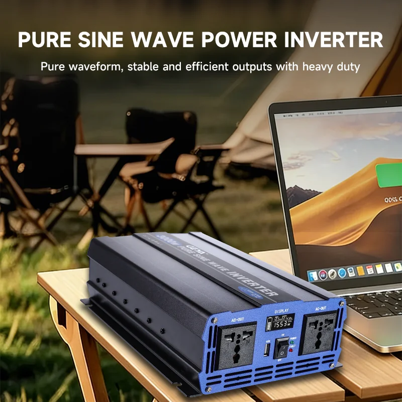 

1500W Pure Sine Wave Inverter Low Loss High Conversion Power Inverter 12V to 220V AC Converter for RV Truck Solar Outdoor USB