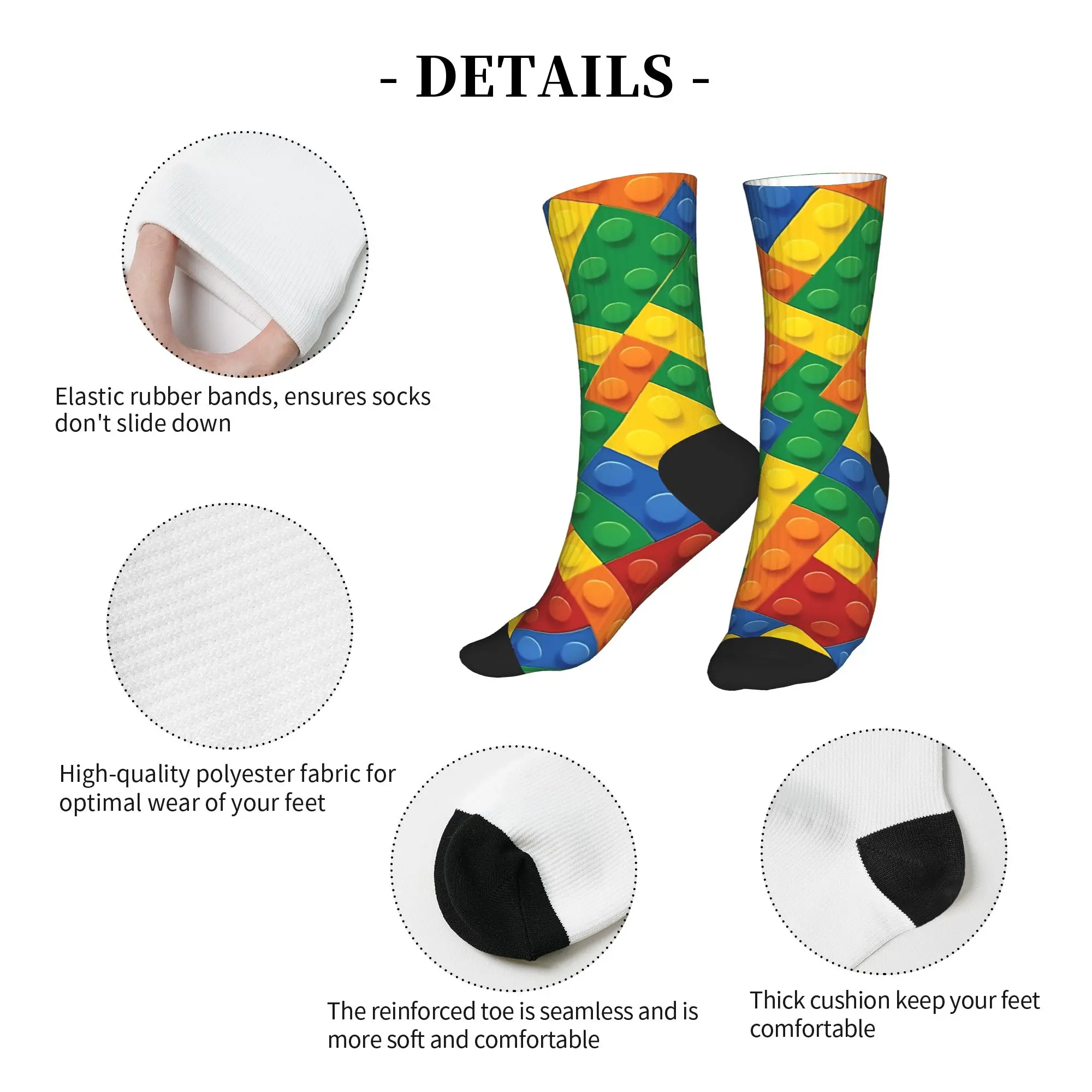 Blocos de tijolos brinquedos meias diagonais personalizadas na moda meias outono anti deslizamento meias adultos homens skate respirável meias