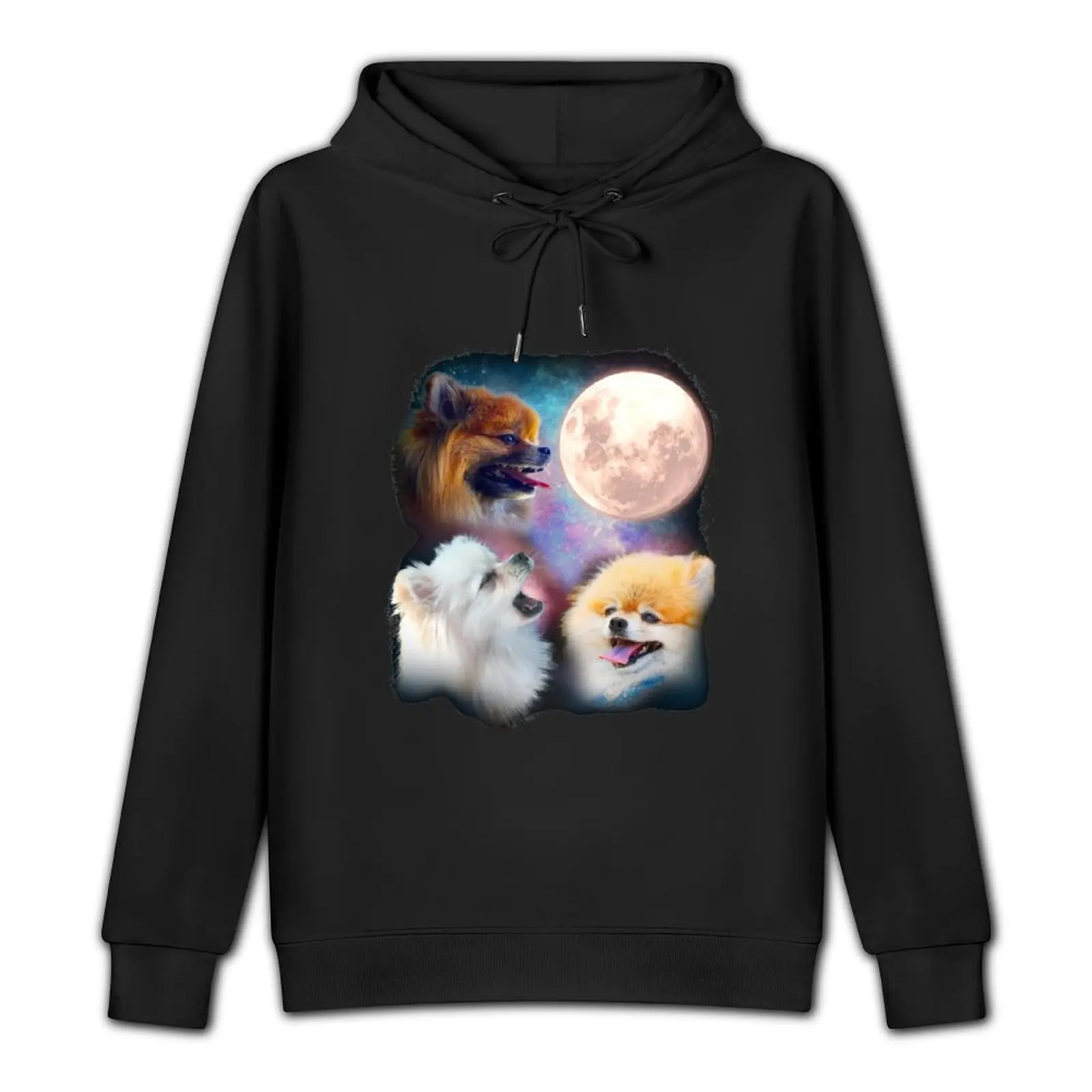 Pomeranian Dogs Howling Moon - Wolves Pullover Hoodie streetwear men autumn new products tracksuits