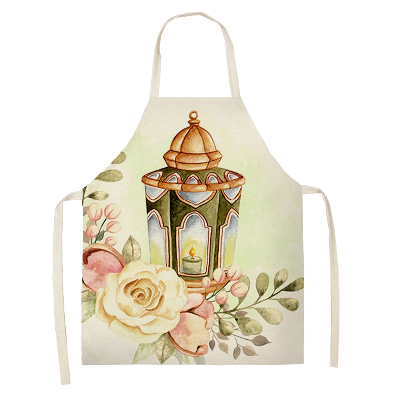 Cooking Baking apron Eid Mubarak Mosque Printed bib Muslim Ramadan Karim Kitchen  Women Star Crescent Moon decoration